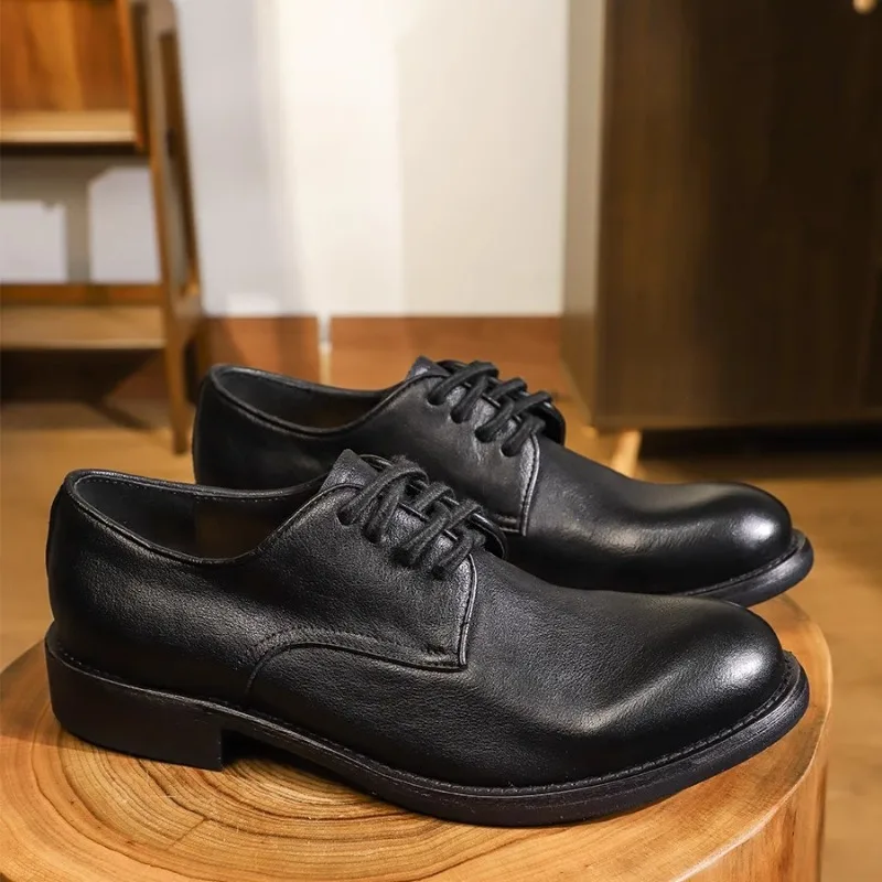 

Handmade Men's Derby Shoes Genuine Leather Lace-up Comfortable Luxury Business Dress Shoes British Style Wedding Shoes