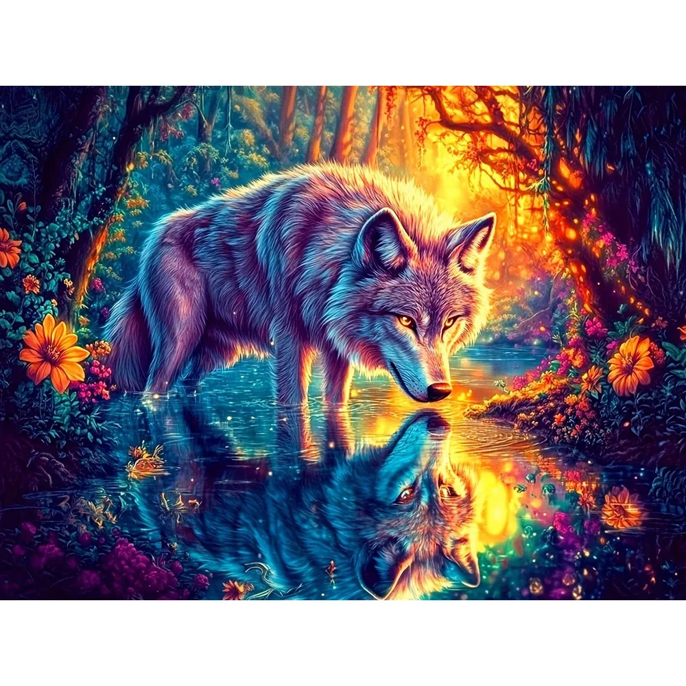 EverShine DIY 5D Diamant Mosaik Wolf voller Bohrer Diamant Kunst Malerei Kit Tier Stickerei Baum Blume Weihnachtsdekorationen