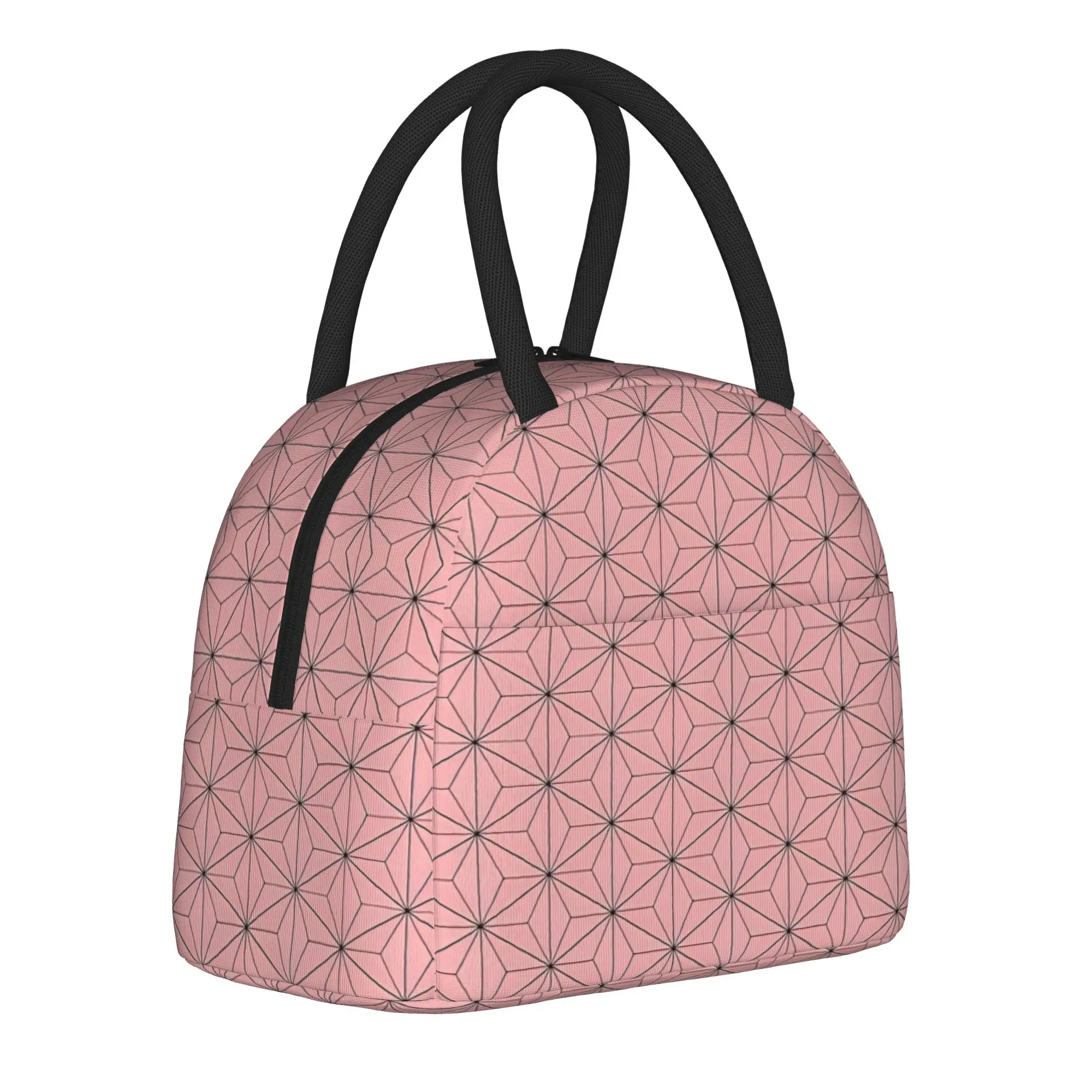 

Nezuko's Kimono Tribute Asanoha Hemp Leaf Insulated Lunch Bags Thermal Bag Meal Container Demon Slayer Portable Tote Lunch Box