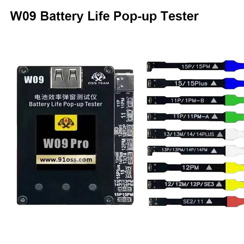 OSS W09 Pro V3 Battery Efficiency Pop-up Tester For Phone 11-15PM Battery Health Pop-up Repair Reset Health Data Cycle