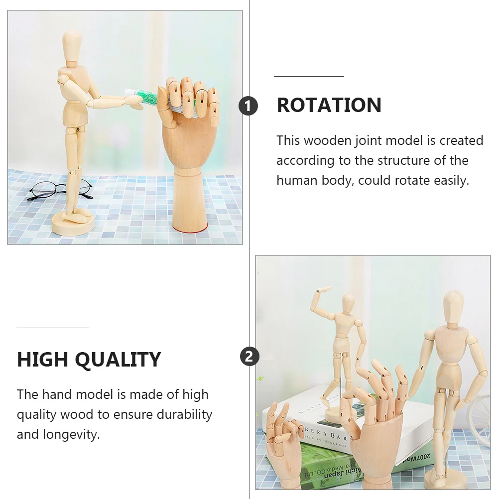 Wooden Articulated Hands Palm for Gift Movable Joint Joints Ornaments Model Decor