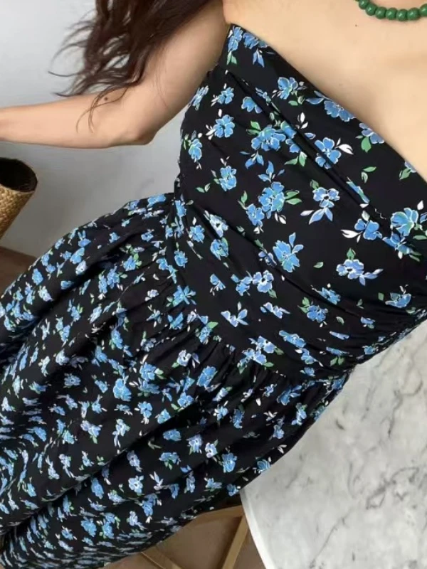 Impresionante vestido largo de verano para mujer, moda floral, adeazante, sin espalda, top de tubo, cintura alta, estilo co...