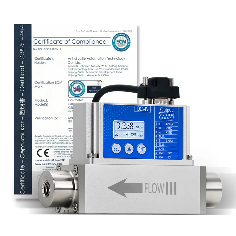 

Stainless Steel/Aluminum Alloy Gas Mass Flow Sensor 4-20mA/RS485/NPN/PNP Signal Output Flowmeters 24VDC Power Supply