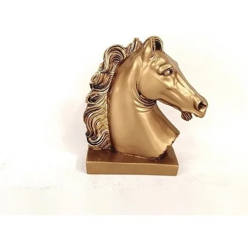 Evvehediyelikeşya Polyester Gold Horse Head Deokratif Lounge Ornament Trinket 20 X15 cm