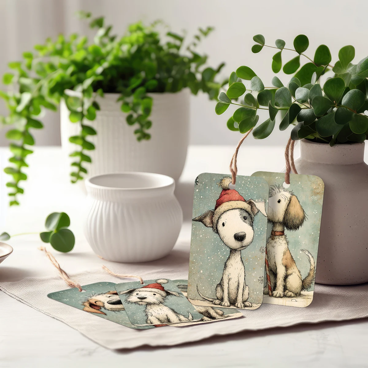 50 Stück Weihnachts-Geschenkanhänger mit Hundemotiv und Hanfseil, Etiketten zum Verpacken von Geschenken, Partygeschenken, zur Herstellung von Weihnachtsbaumschmuckkarten – Detail 5