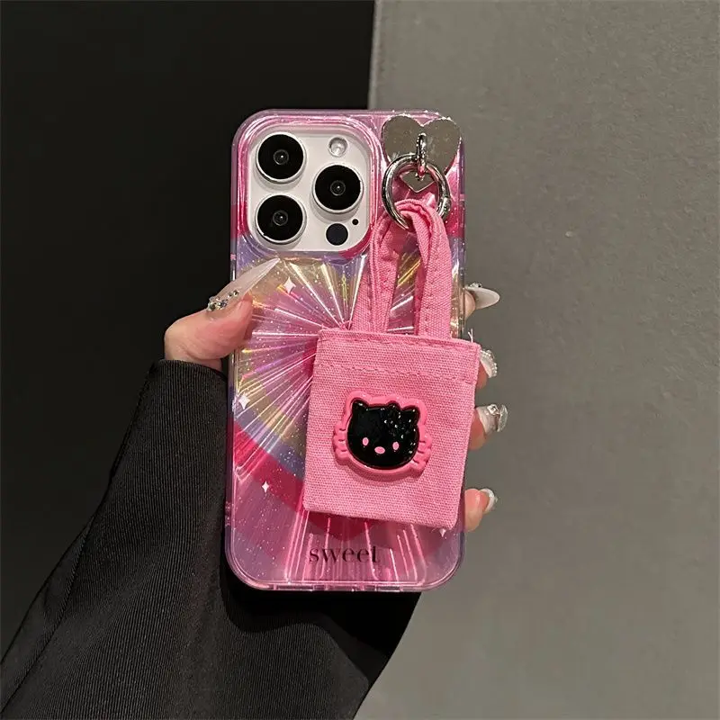 Y2K Anime Cartoon Hello Kitty Apple Phone Case 14/13/12 Iphone 11 Mobile Phone Protective Case Iphone15Promax Pendant Case Gift