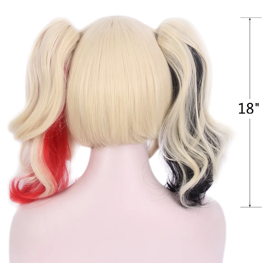 Curly Blonde Ponytails Gothic Lolita Cosplay Wig With Red Black Ends