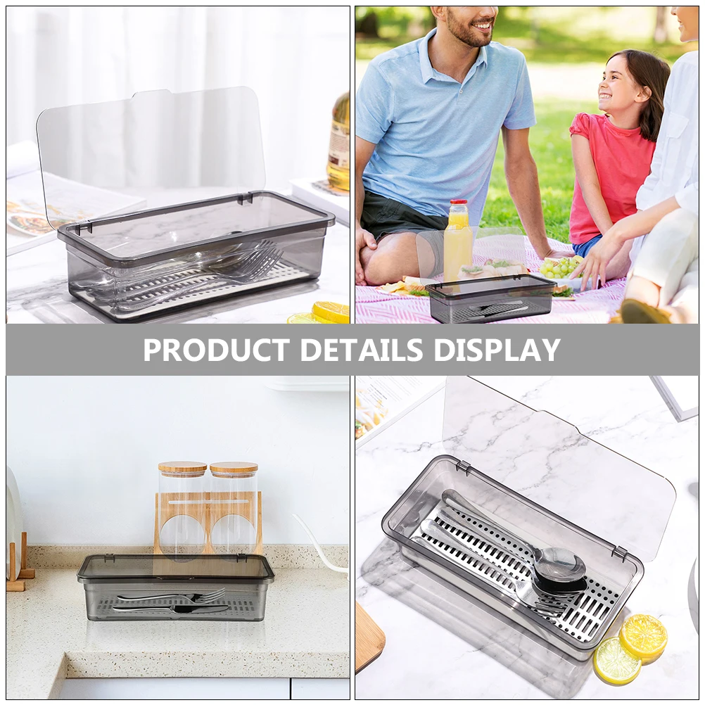 

2pcs Chopsticks Holder Box Kitchen Utensil Storage Container Drain Shelf Countertop Organizer Household Accessory Multi-Function