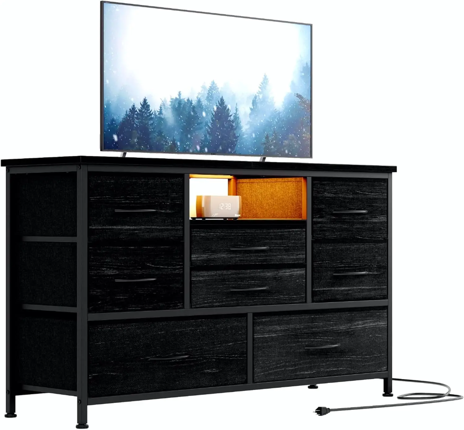 

8 Dresser TV Stand with Power Outlet & LED for 55'' TV, Long Dresser for Bedroom with 8 Deep Drawers, Wide Console Table