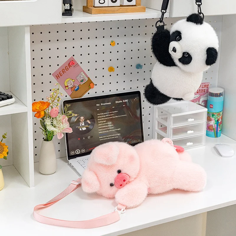 

Funny Animal Backpack Pillow Panda Pig Design Soft Plush Non-Slip for Home Decor Office Seat Cushion Gift Present