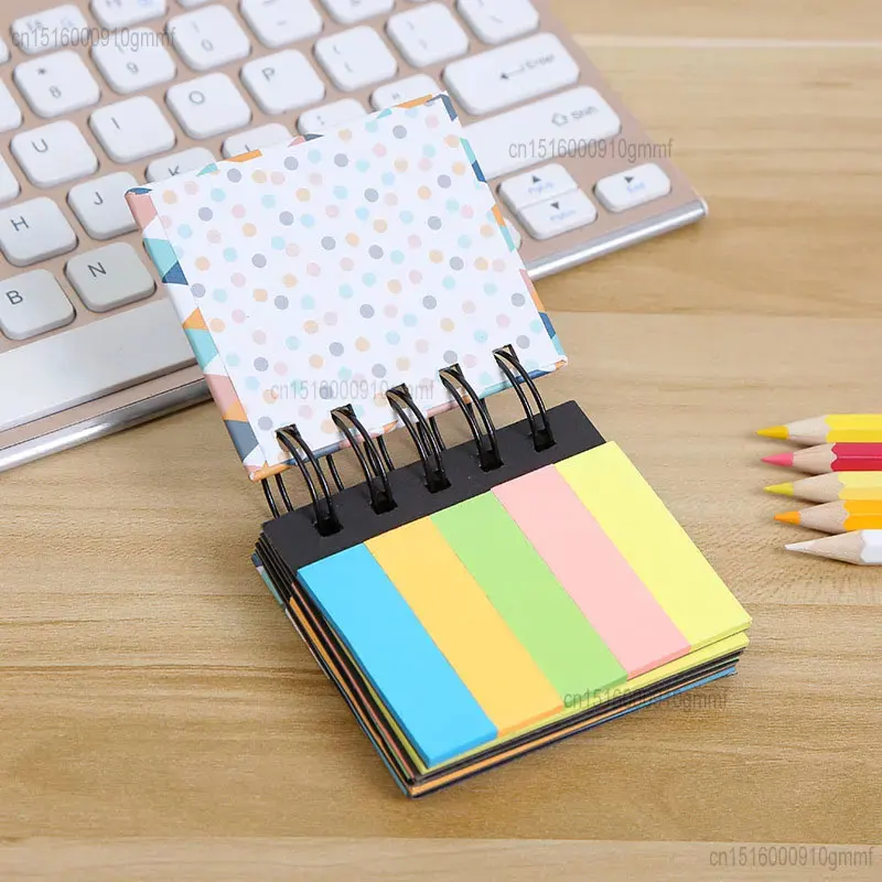 Multi-layer Paper Sticky Note Memo Pad Hard Cover Spiral Coil Mini Notebook Notepad Planner Self-Adhesive Stickers Office Supply