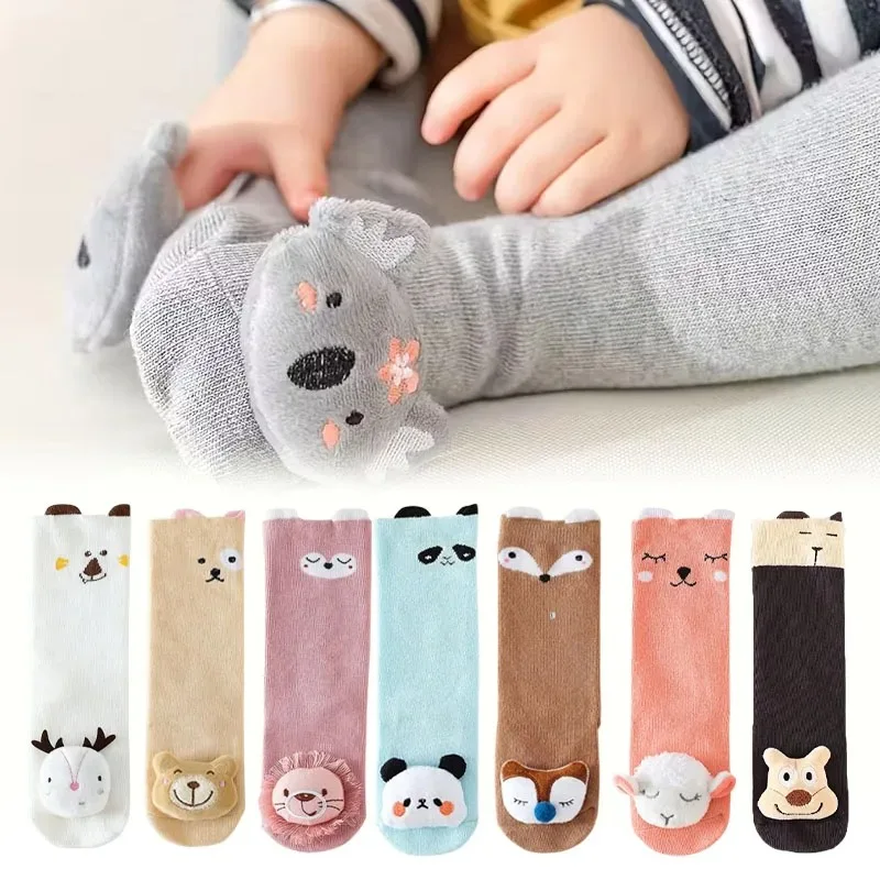 

Children's Knee-High Non-Slip Cartoon Socks for Boys and Girls 3D Animal Cotton Socks Baby Knee Protector Long Socks