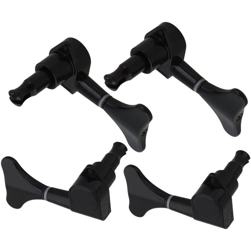 Sealed Bass Tuning Pegs Machine Heads Electric Guitar 2L2R String Tuners Replacement Parts Pack Of 4 Black