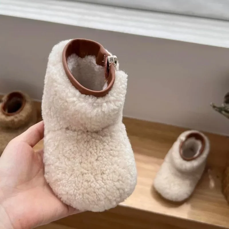 Girls Snow Boots Soft-soled Thickened First-walking Shoes Winter Boys Fleece Shoes Baby Non-slip Cotton Shoes Children Casual