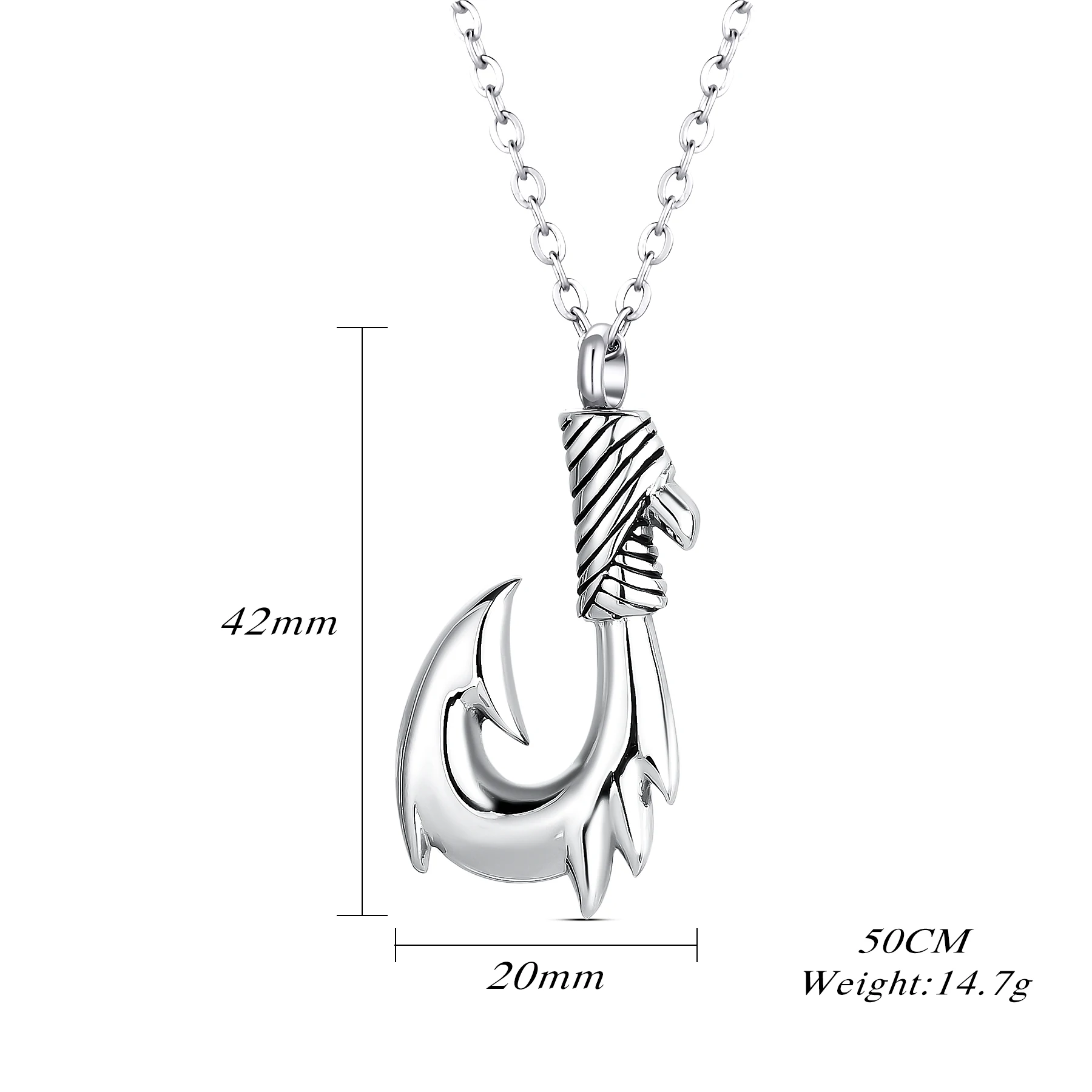 Edelstahl-Angelhaken-Urnenkette für Asche, Angelhaken-Urnen-Schmuck, Gedenk-Anhänger, Andenken für Männer – Detail 13