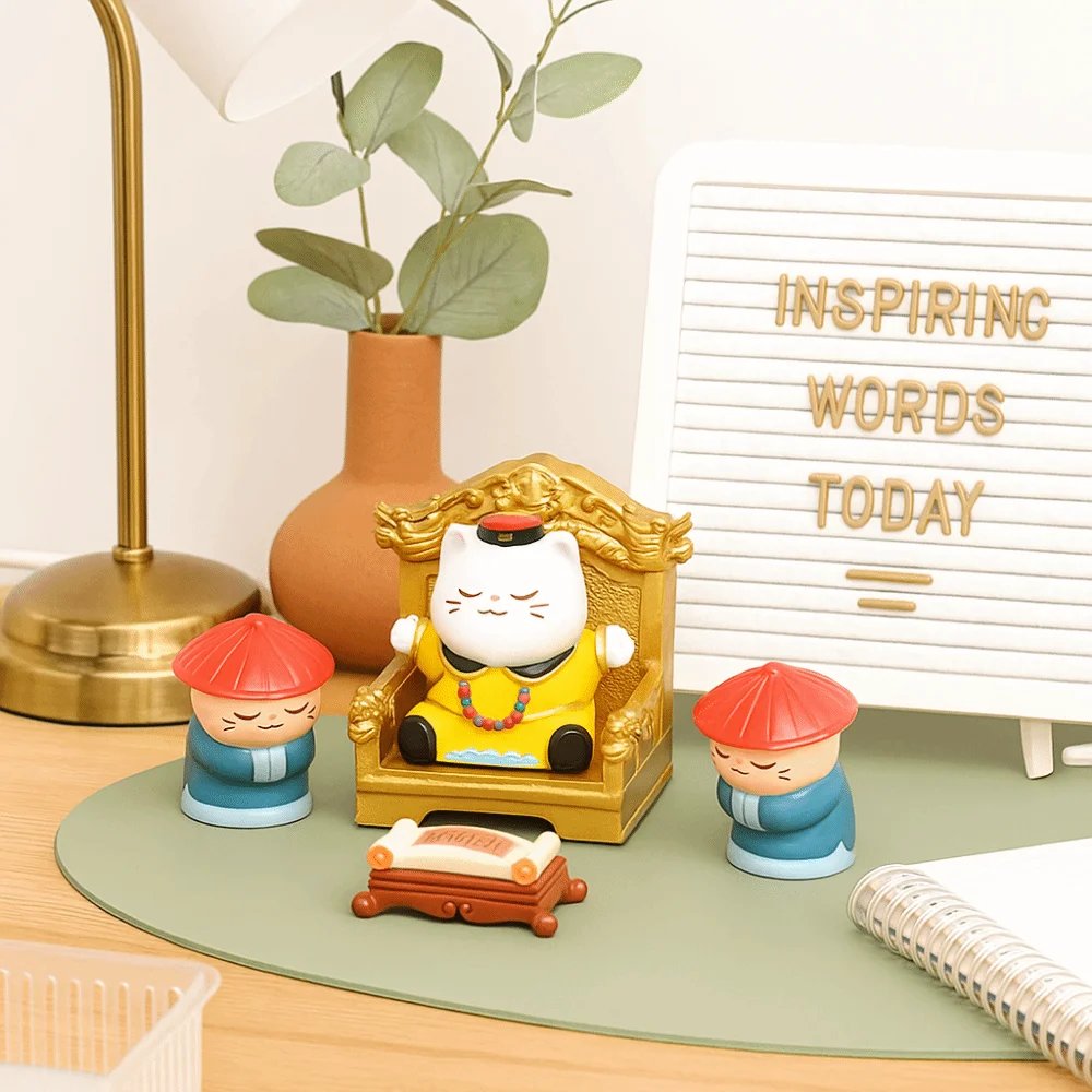 Adorno de Gato Emperador Supremo, Miniatura de Gato de Resina, Artesanía Divertida de Gato de Dibujos Animados, Adornos para Niños