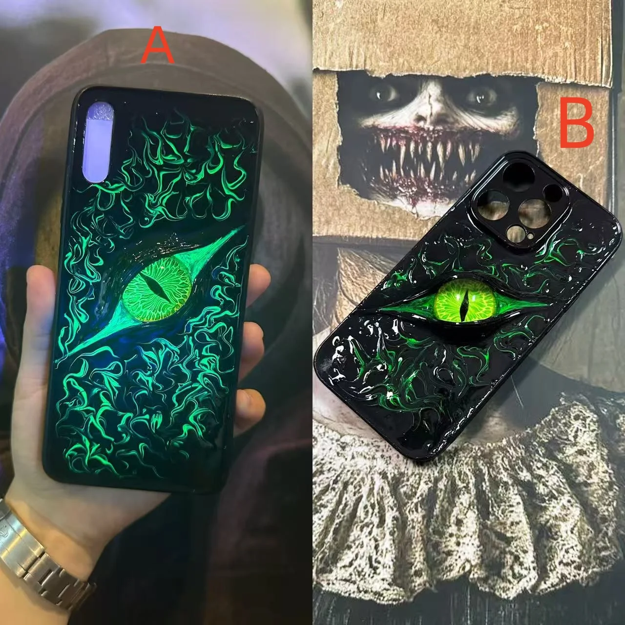 

Готический светящийся чехол для телефона «кошачий глаз» для iPhone 17/16/15/14/13/12, силиконовый чехол для телефона, модный подарок в стиле панк