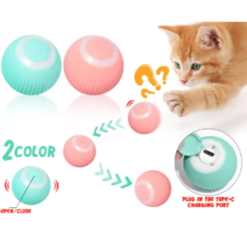 Automatic Rolling Ball Smart Cat Toy Electric Interactive Self-Moving Ball for Cats Training And Indoor Play Kitten Toy