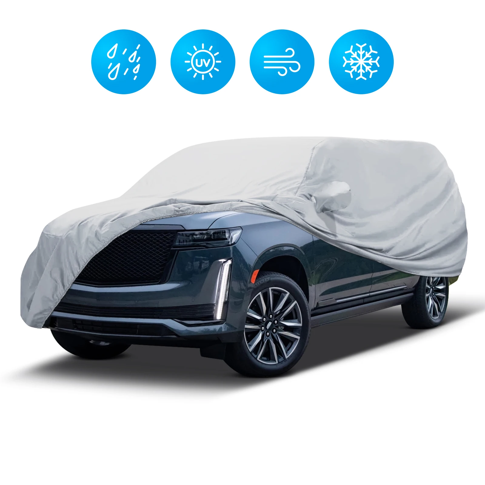 Universal SUV/Sedan Full Car Covers Outdoor Waterproof Sun Rain Snow Dust Resistant Protection UV Car silver Car Case Cover M-XX