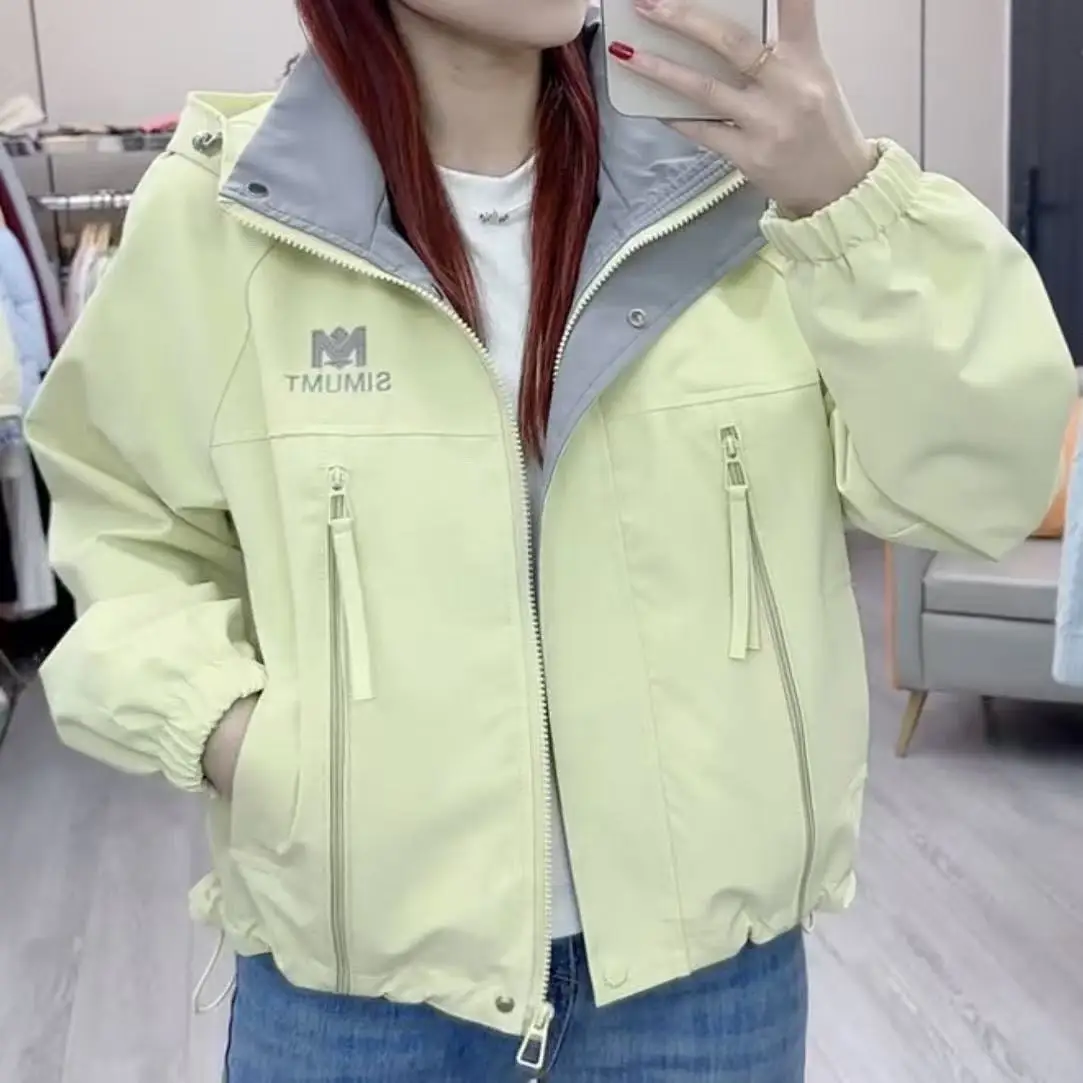 Casual Fashion Windbreaker Women's Coat 2026 Spring Autumn New Jacket This Year Popular Outwear Short Hooded Overwear Female Top