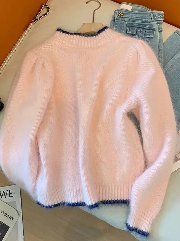 Maglioni cardigan rosa dolce ciliegia 3D Giappone Cappotto casual lavorato a maglia a maniche lunghe Chic O Collo Stile preppy Top eleganti Capispalla