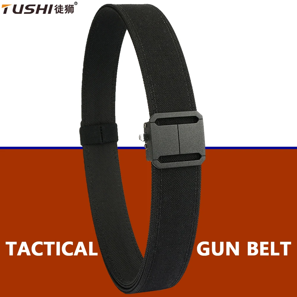 

TUSHI 130cm Stiff Casual Belt for Men Metal Alloy Automatic Buckle Military Tactical Belt Sturdy Nylon Overalls Work Belt Girdle
