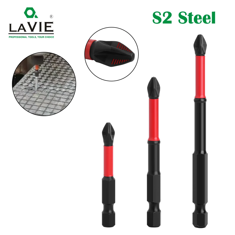 LAVIE 1/4in Hex Shank Strong Magnetic 5A S2 Material PH2 X 50mm 70mm 90mm Non-Slip Screwdriver Bit P04PH2050