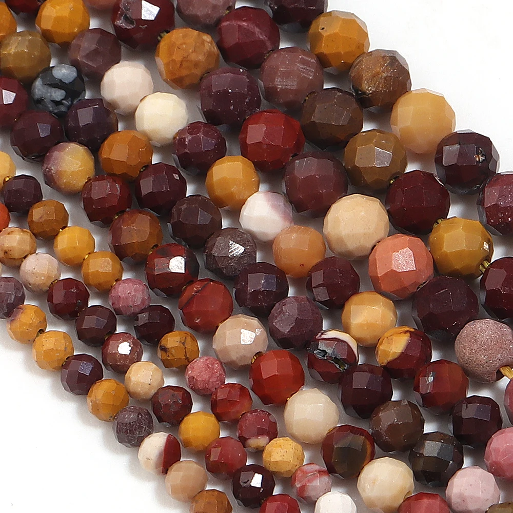1strand/lot 2/3/4mm Yellow Jasper Faceted Natural Stone Beads Loose Spacer Beads For Jewelry Making DIY Necklace Bracelet