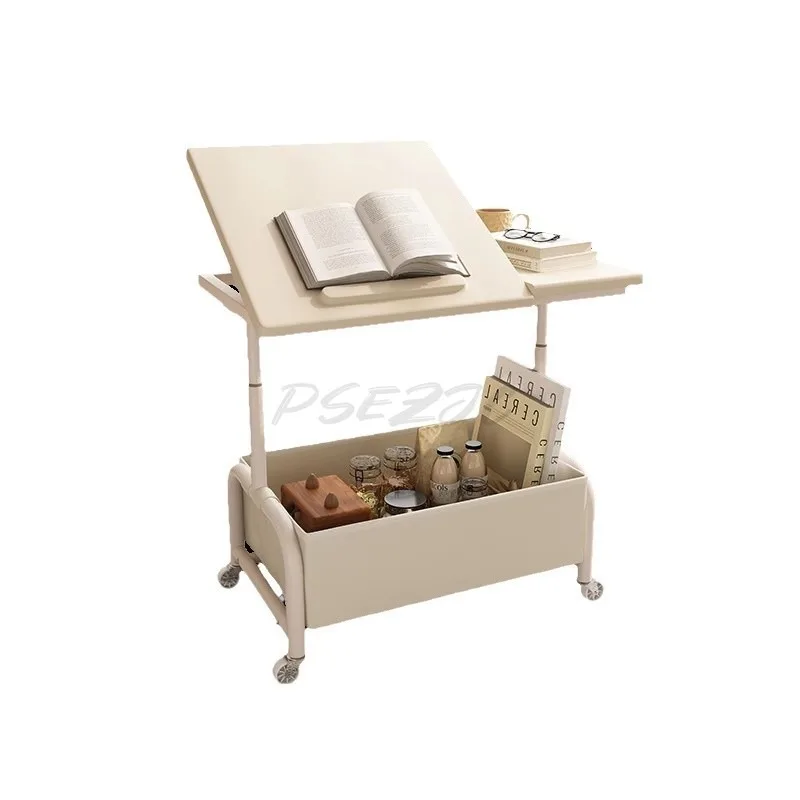 Sofa Side Table Movable Living Room Trolley Storage Rack with Wheels Small Coffee Table, Household Simple Small Table