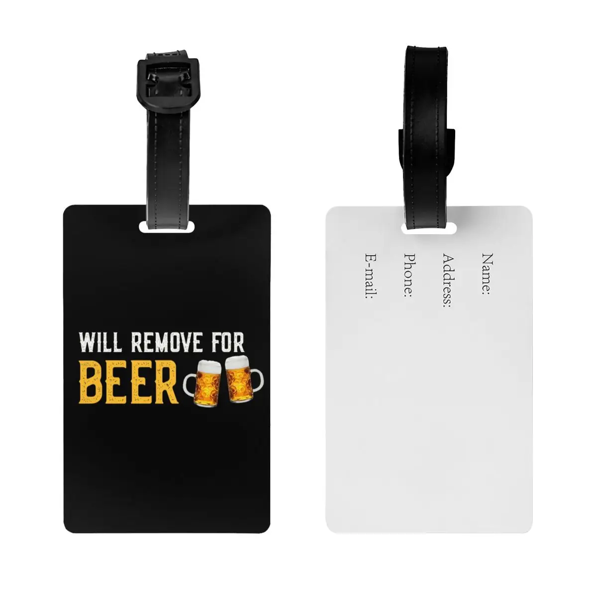 Custom Will Remove For Beer Luggage Tag With Name Card Privacy Cover ID Label for Travel Bag Suitcase