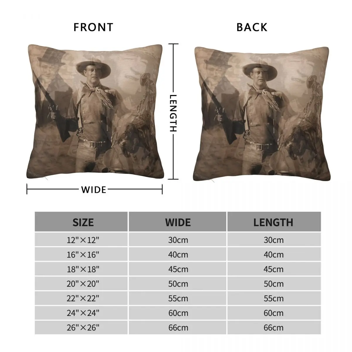 John Wayne Square Pillowcase Polyester Linen Velvet Creative Zip Decorative Throw Pillow Case Home Cushion Cover 18