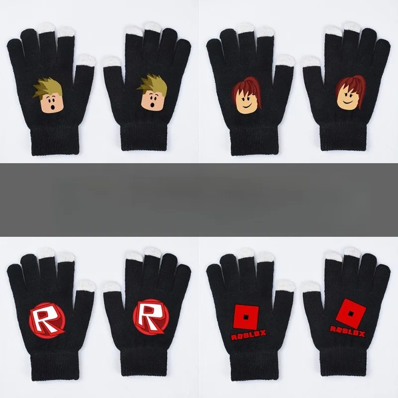 Nuevos guantes de punto ROBLOX Game con pantalla táctil, guantes cálidos de otoño e invierno con diseño de moda para todos los dedos, guantes Unisex, regalos