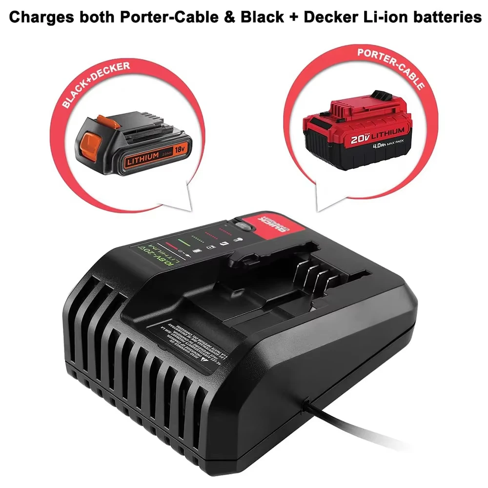 2A Lithium Battery Charger Fit For Black Decker Stanley Porter Cable 10.8V 20V Li Ion Drill Batteries