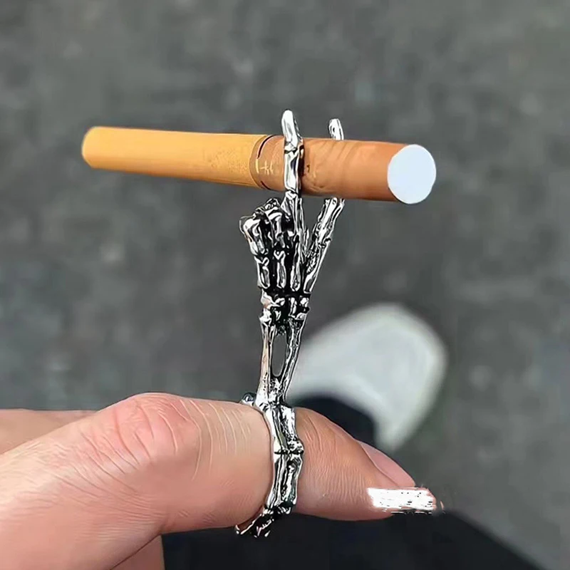 Vintage Personality Cigarette Holder Ring Of Cigarette Holder Bracket Rings For Men Party Jewelry