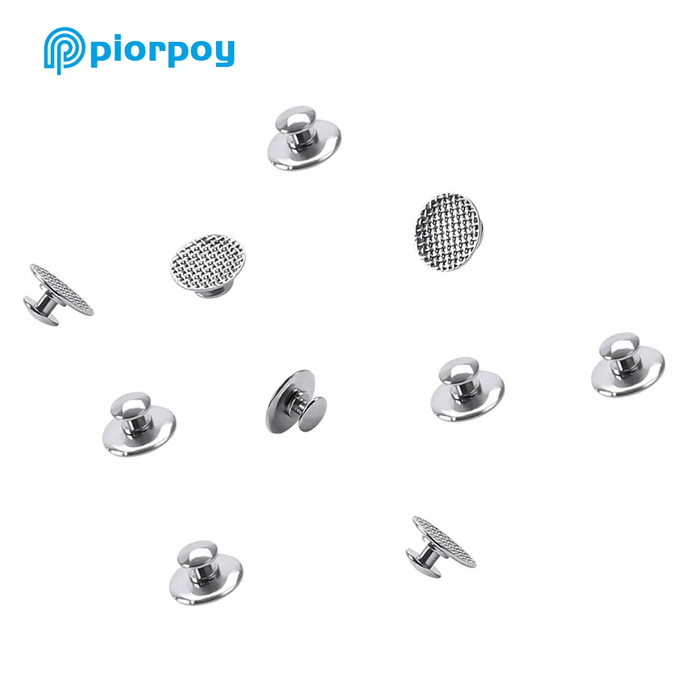 PIORPOY 10 Pcs/Pack Dental Orthodontic Lingual Buttons For Bondable Round Mesh Base Metal Tongue Side Buckle Dentistry Materials