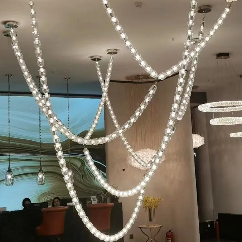 High-end crystal necklace chandelier villa living room empty chandelier y