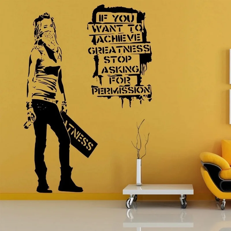 Banksy If You Want To Achieve Greatness Graffiti Urban Art Vinyl Wall Sticker Removable Decal for Home, Office, Cars, Vans G110