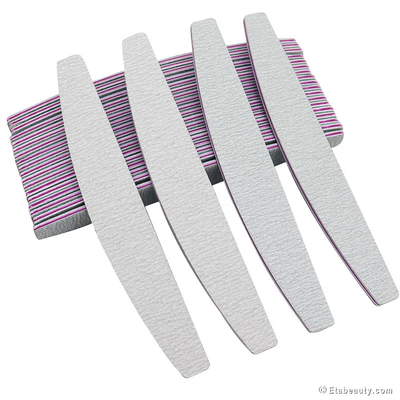 EVA Nail File Buffer para Salon, Ferramentas de Manicure, Zebra Emery Board, cinza, 100 PCs/Lot, 180