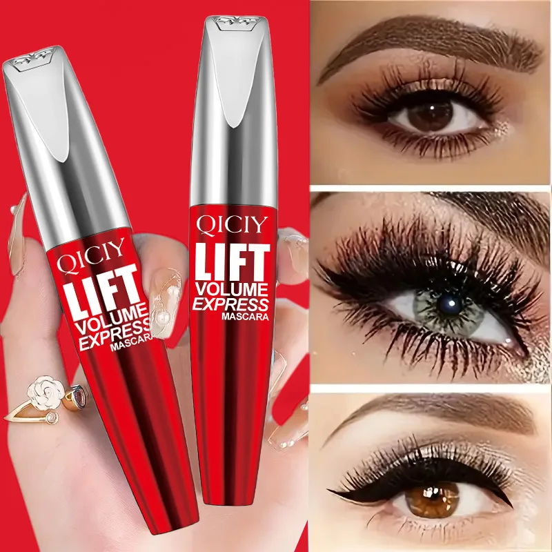 Rímel preto 4d, espessamento, alongamento, ondulação, extensão de cílios, à prova d'água, fibra líquida de longa duração, grosso, secagem rápida