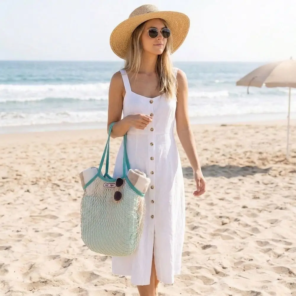 

Летняя плетеная сумка через плечо, модная вместительная нейлоновая сетчатая сумка-тоут, простая хозяйственная сумка для лета