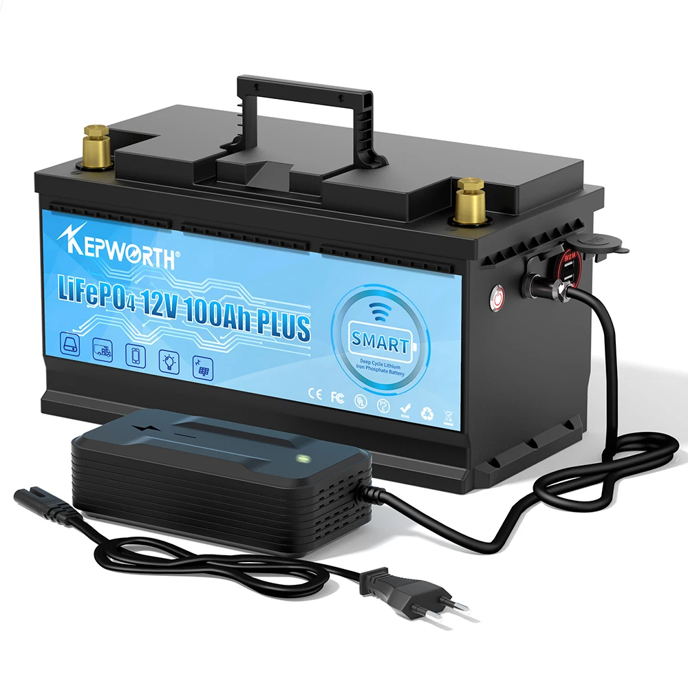EU Stocks New LiFePO4 Deep Cycle Battery 12V 100Ah 120Ah 180Ah 300Ah Built-in Upgraded BMS For Golf Carts Marine Trolling Motor