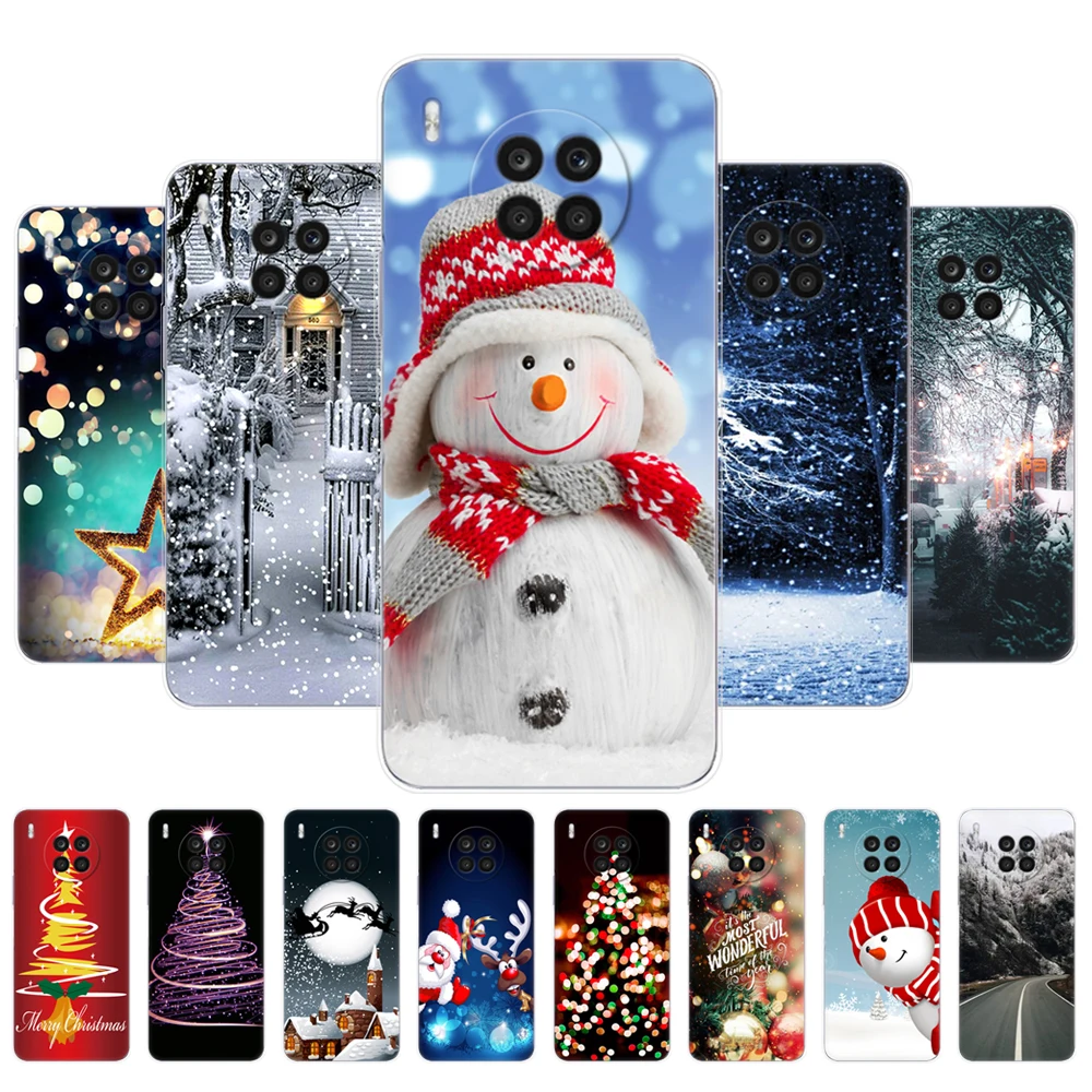 For Honor 50 Lite Case 6.67 inch Back Phone Cover For Huawei Honor 50 Lite Light Silicon Bag winter christmas snow tree new year