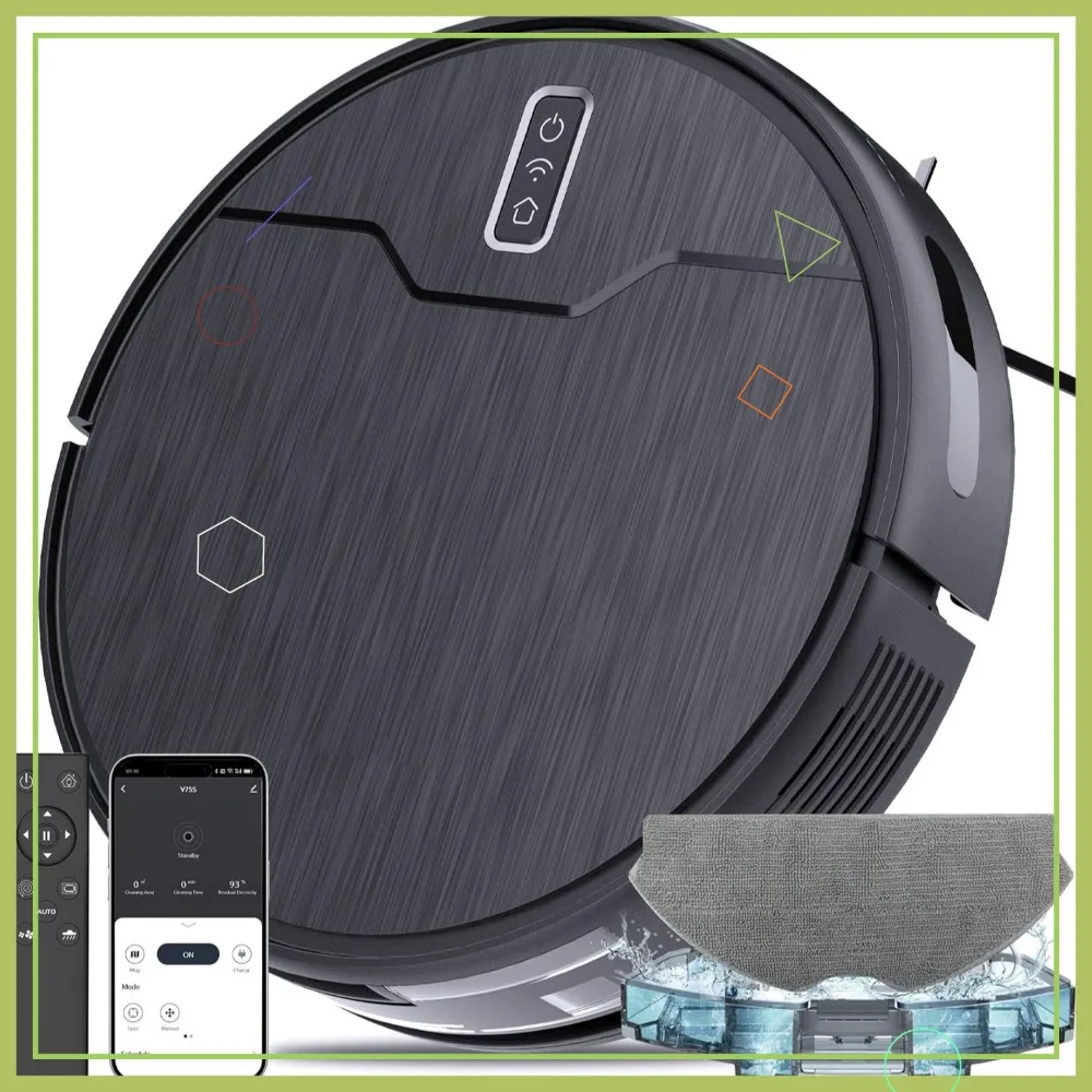 

Робот-пылесос с функцией влажной уборки, 6 режимов, большой резервуар, самозарядка, Wi-Fi/Alexa, для твердых полов, ковров, шерсти домашних животных