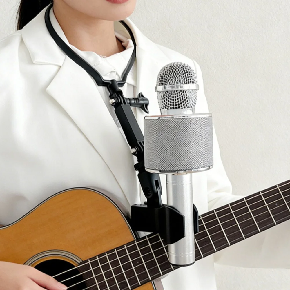First View Clip Bracket Microphone Neck Stand 4cm Clamp Maximum for Flashlight Microphone Handheld Fan Plastic or Silicone