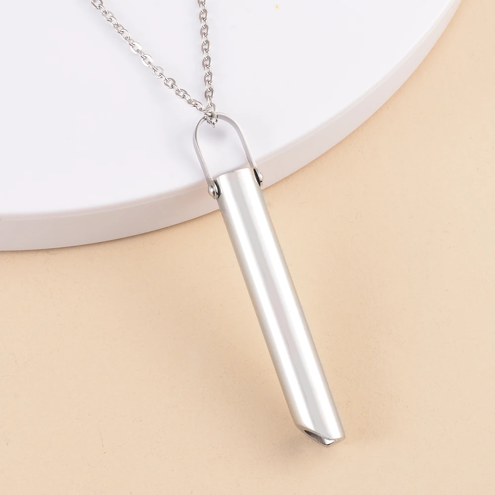 Stainless Steel Mindful Breathing Pendants, Anxiety Relief Whistle Necklace For Meditation Spiritual Jewelry Gift