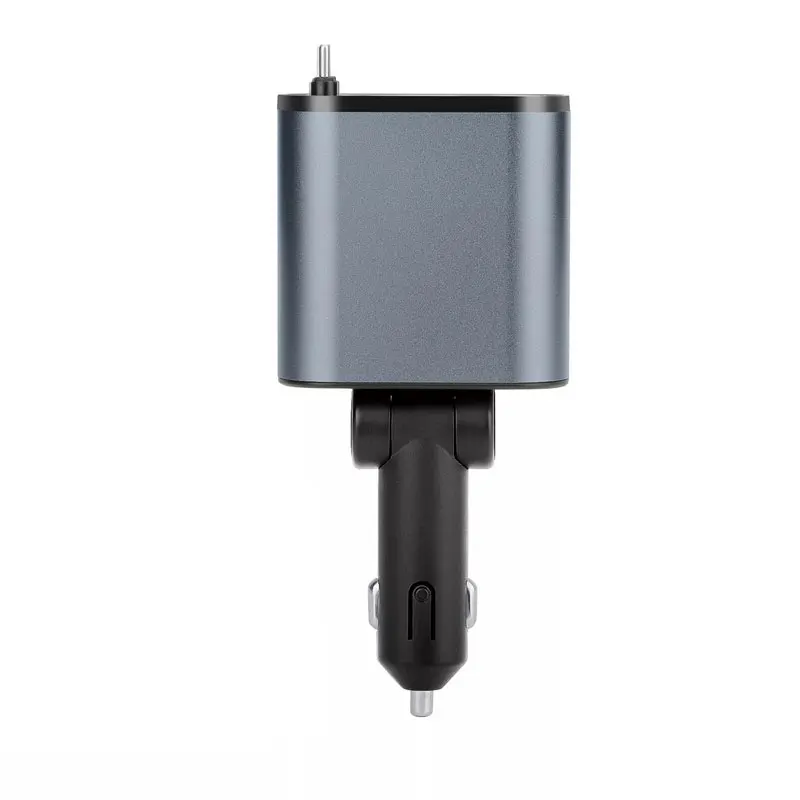 New 120W 4 In 1 Retractable Car Charger USB C For     Fast Charging Cable Cigarette Lighter Adapter view 2