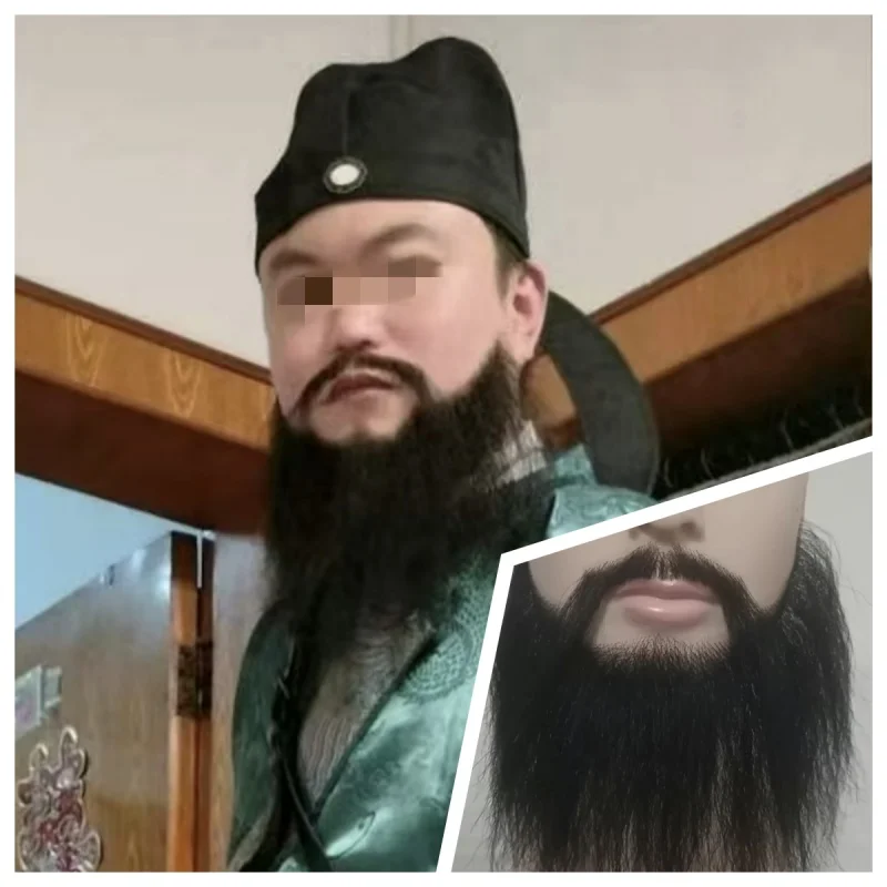 Black Grey White Fake Face Beard Lace Real Handmade Light Beard For Man Holiday/Drama/Party/Movie