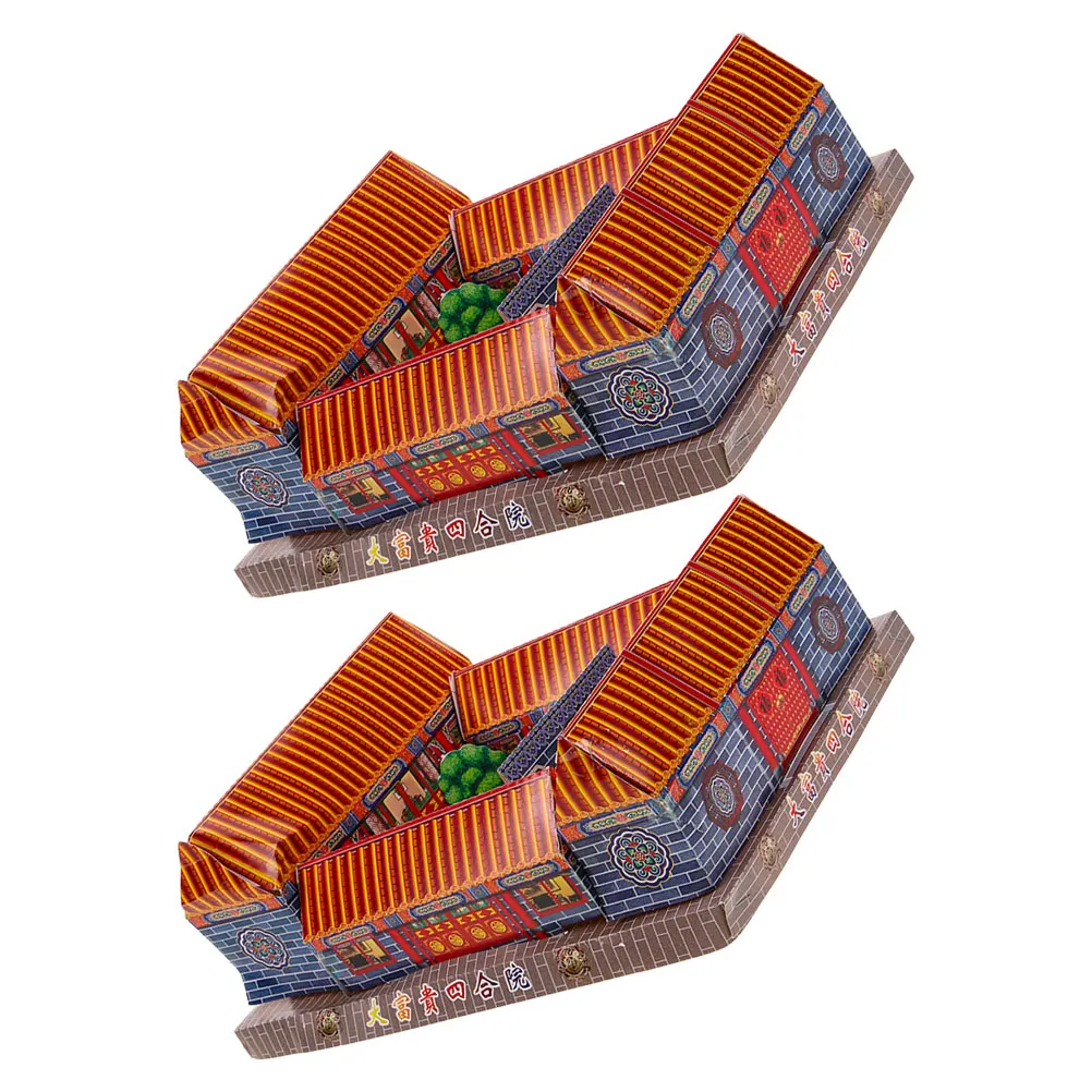 

2 pcs Paper House For Ancestor Worship Sacrifice Ghost Festival Burning Large Denomination Sacrificing Accessories