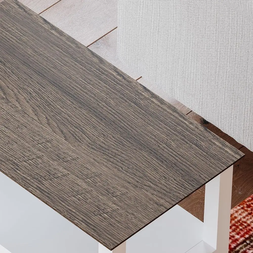 ホワイト 2 ピース ファームハウス エンドテーブル セット、3 段ナイトスタンドと狭いスペース用のスリムなベッドサイドテーブル付き