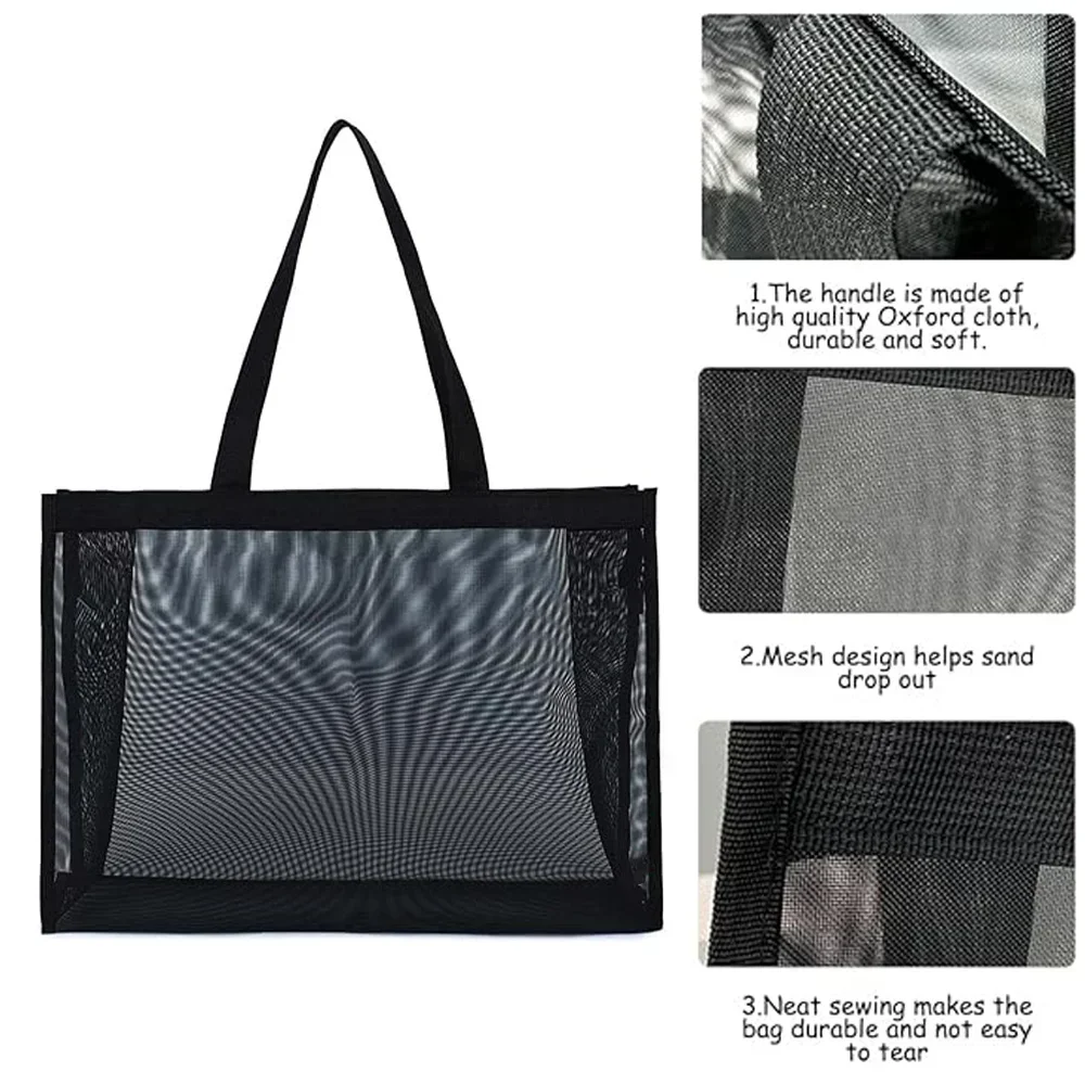 Mesh Shopping Bag Transparent Tote Bags Travel Storage Handbag Women Wallets Organizer Grid Package Red Rose Printing Series